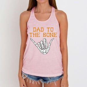 Dad To The Bone Spooky Skeleton Hand Funny Halloween Women's Knotted Racerback Tank