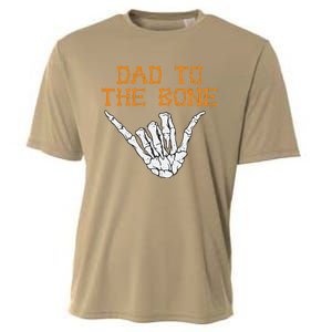 Dad To The Bone Spooky Skeleton Hand Funny Halloween Cooling Performance Crew T-Shirt