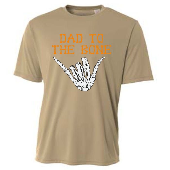 Dad To The Bone Spooky Skeleton Hand Funny Halloween Cooling Performance Crew T-Shirt