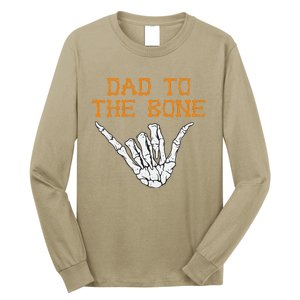 Dad To The Bone Spooky Skeleton Hand Funny Halloween Long Sleeve Shirt