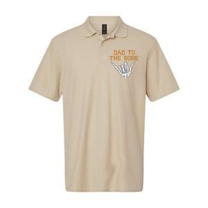 Dad To The Bone Spooky Skeleton Hand Funny Halloween Softstyle Adult Sport Polo