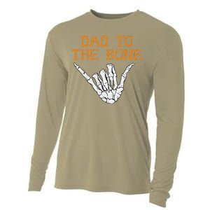 Dad To The Bone Spooky Skeleton Hand Funny Halloween Cooling Performance Long Sleeve Crew