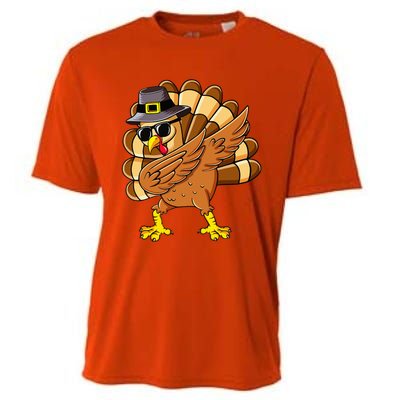 Dabbing Turkey Thanksgiving Day Pilgrim Funny Dab Cooling Performance Crew T-Shirt