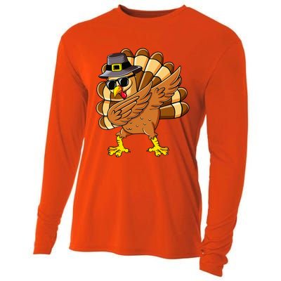 Dabbing Turkey Thanksgiving Day Pilgrim Funny Dab Cooling Performance Long Sleeve Crew