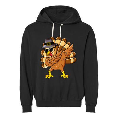 Dabbing Turkey Thanksgiving Day Pilgrim Funny Dab Garment-Dyed Fleece Hoodie