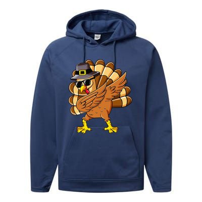 Dabbing Turkey Thanksgiving Day Pilgrim Funny Dab Performance Fleece Hoodie