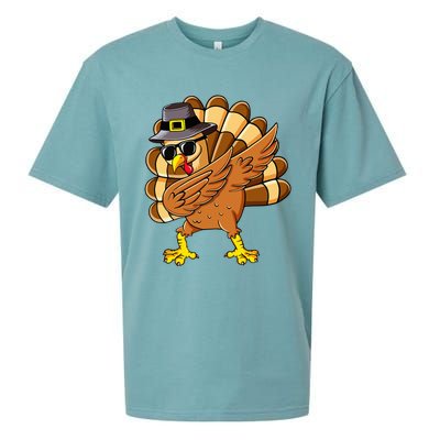 Dabbing Turkey Thanksgiving Day Pilgrim Funny Dab Sueded Cloud Jersey T-Shirt