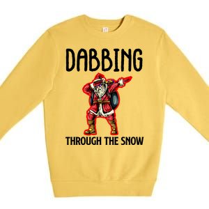 Dabbing Through The Snow Funny Santa Claus Dancing Premium Crewneck Sweatshirt