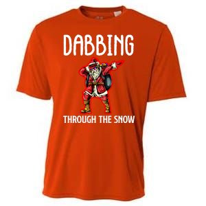 Dabbing Through The Snow Funny Santa Claus Dancing Cooling Performance Crew T-Shirt