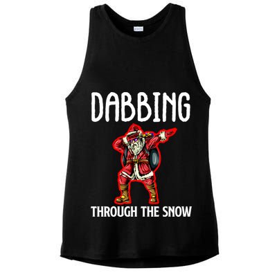 Dabbing Through The Snow Funny Santa Claus Dancing Ladies PosiCharge Tri-Blend Wicking Tank