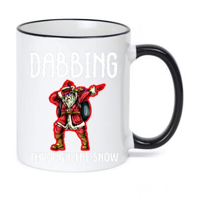 Dabbing Through The Snow Funny Santa Claus Dancing 11oz Black Color Changing Mug