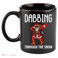 Dabbing Through The Snow Funny Santa Claus Dancing 11oz C Handle Ceramic Mug