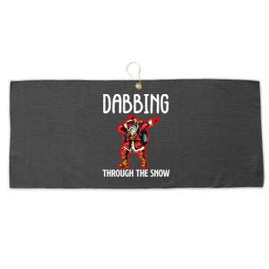 Dabbing Through The Snow Funny Santa Claus Dancing Large Microfiber Waffle Golf Towel