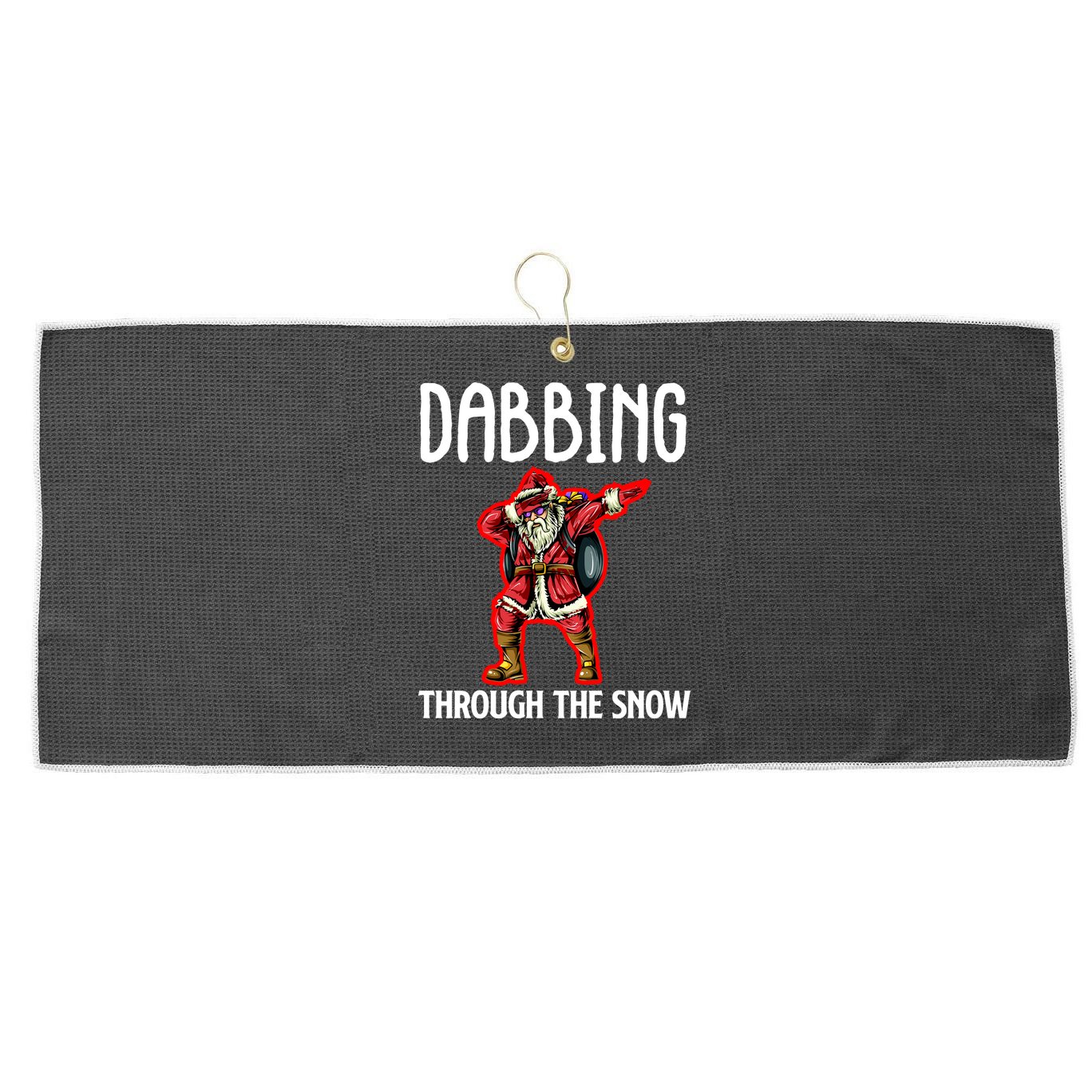 Dabbing Through The Snow Funny Santa Claus Dancing Large Microfiber Waffle Golf Towel