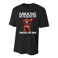 Dabbing Through The Snow Funny Santa Claus Dancing Youth Performance Sprint T-Shirt