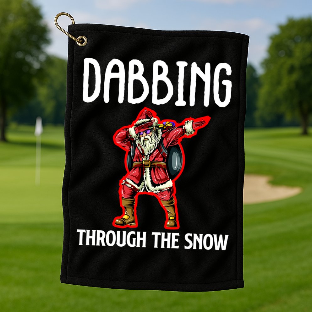 Dabbing Through The Snow Funny Santa Claus Dancing Golf Towel