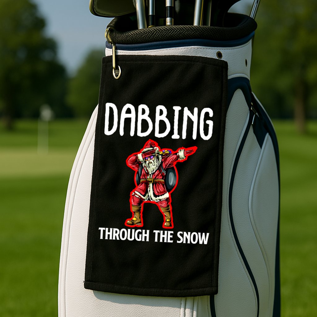 Dabbing Through The Snow Funny Santa Claus Dancing Golf Towel