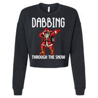 Dabbing Through The Snow Funny Santa Claus Dancing Cropped Pullover Crew