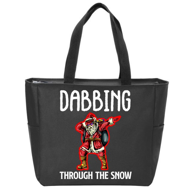 Dabbing Through The Snow Funny Santa Claus Dancing Zip Tote Bag