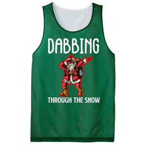 Dabbing Through The Snow Funny Santa Claus Dancing Mesh Reversible Basketball Jersey Tank