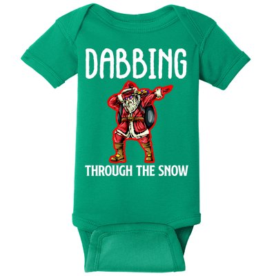 Dabbing Through The Snow Funny Santa Claus Dancing Baby Bodysuit