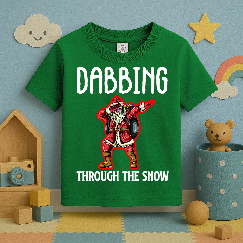 Dabbing Through The Snow Funny Santa Claus Dancing Toddler T-Shirt
