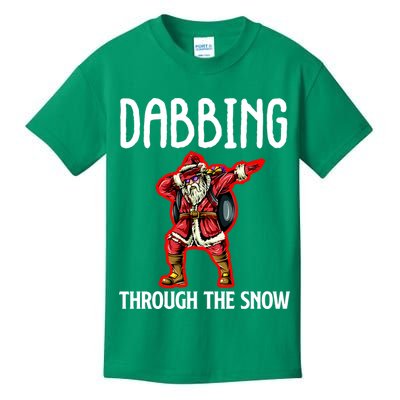 Dabbing Through The Snow Funny Santa Claus Dancing Kids T-Shirt