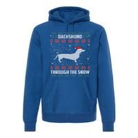 Dachshund Through The Snow Ugly Christmas Gift Funny Gift Premium Hoodie