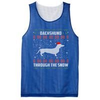 Dachshund Through The Snow Ugly Christmas Gift Funny Gift Mesh Reversible Basketball Jersey Tank