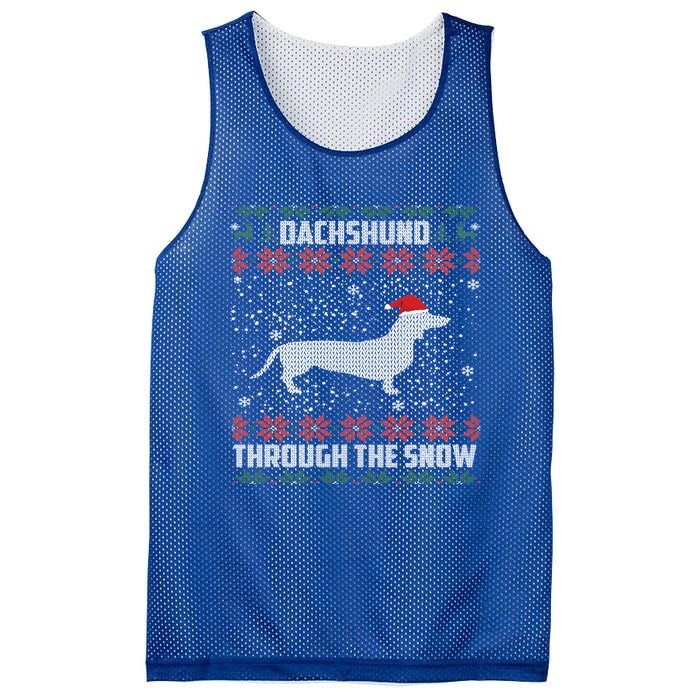 Dachshund Through The Snow Ugly Christmas Gift Funny Gift Mesh Reversible Basketball Jersey Tank