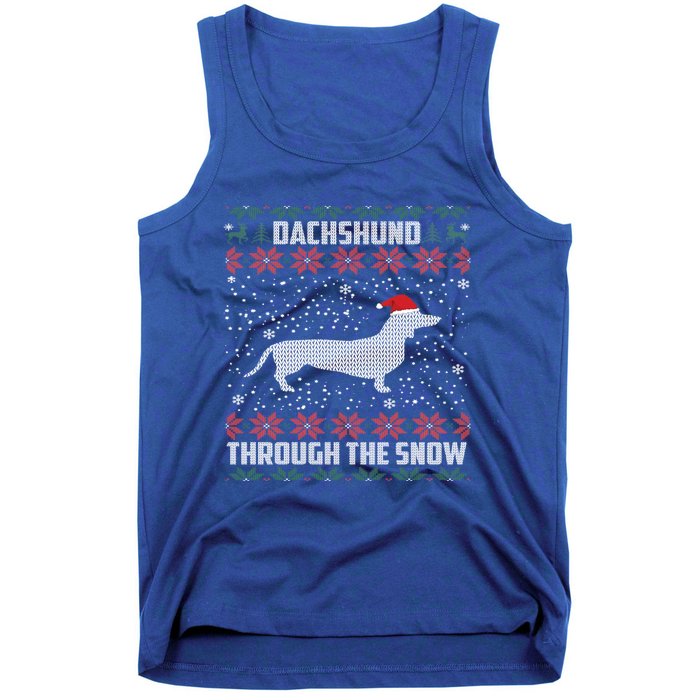 Dachshund Through The Snow Ugly Christmas Gift Funny Gift Tank Top