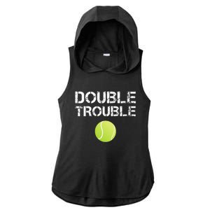 Double Trouble Tanks Funny Tennis Team Gift Ladies PosiCharge Tri-Blend Wicking Draft Hoodie Tank