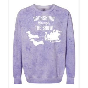 Dachshund Through The Snow Funny Santa Sled Novelty Gift Colorblast Crewneck Sweatshirt