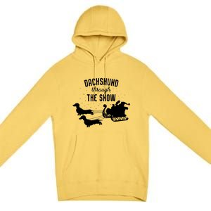 Dachshund Through The Snow Funny Santa Sled Novelty Gift Premium Pullover Hoodie