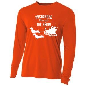 Dachshund Through The Snow Funny Santa Sled Novelty Gift Cooling Performance Long Sleeve Crew