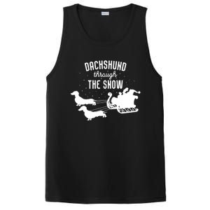 Dachshund Through The Snow Funny Santa Sled Novelty Gift PosiCharge Competitor Tank