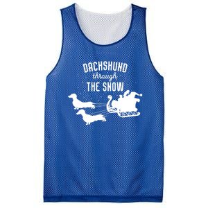 Dachshund Through The Snow Funny Santa Sled Novelty Gift Mesh Reversible Basketball Jersey Tank