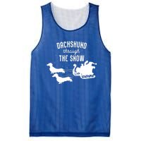 Dachshund Through The Snow Funny Santa Sled Novelty Gift Mesh Reversible Basketball Jersey Tank