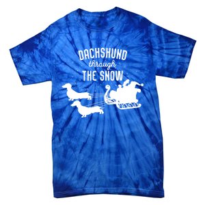 Dachshund Through The Snow Funny Santa Sled Novelty Gift Tie-Dye T-Shirt