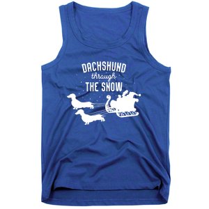 Dachshund Through The Snow Funny Santa Sled Novelty Gift Tank Top