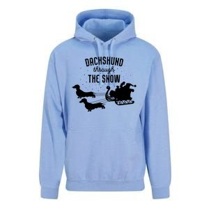 Dachshund Through The Snow Funny Santa Sled Novelty Gift Unisex Surf Hoodie