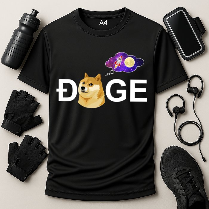 Doge To The Moon Galaxy Cryptocurrency Performance Shirt