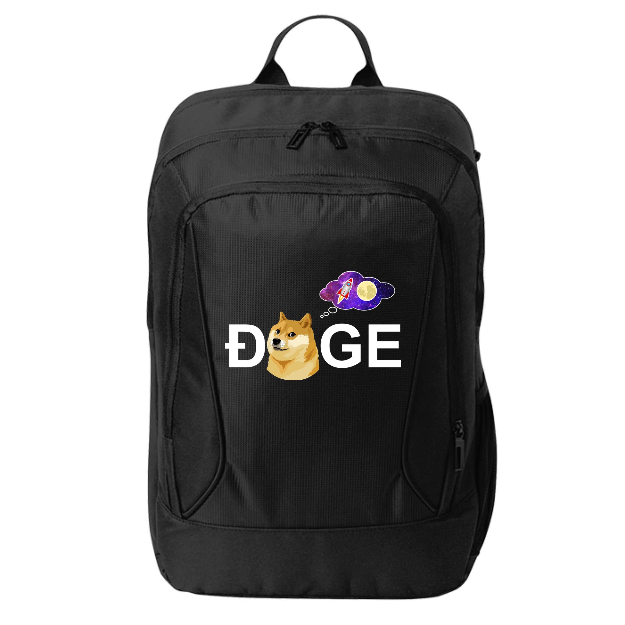 Doge To The Moon Galaxy Cryptocurrency City Backpack
