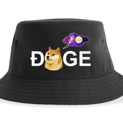 Doge To The Moon Galaxy Cryptocurrency Sustainable Bucket Hat