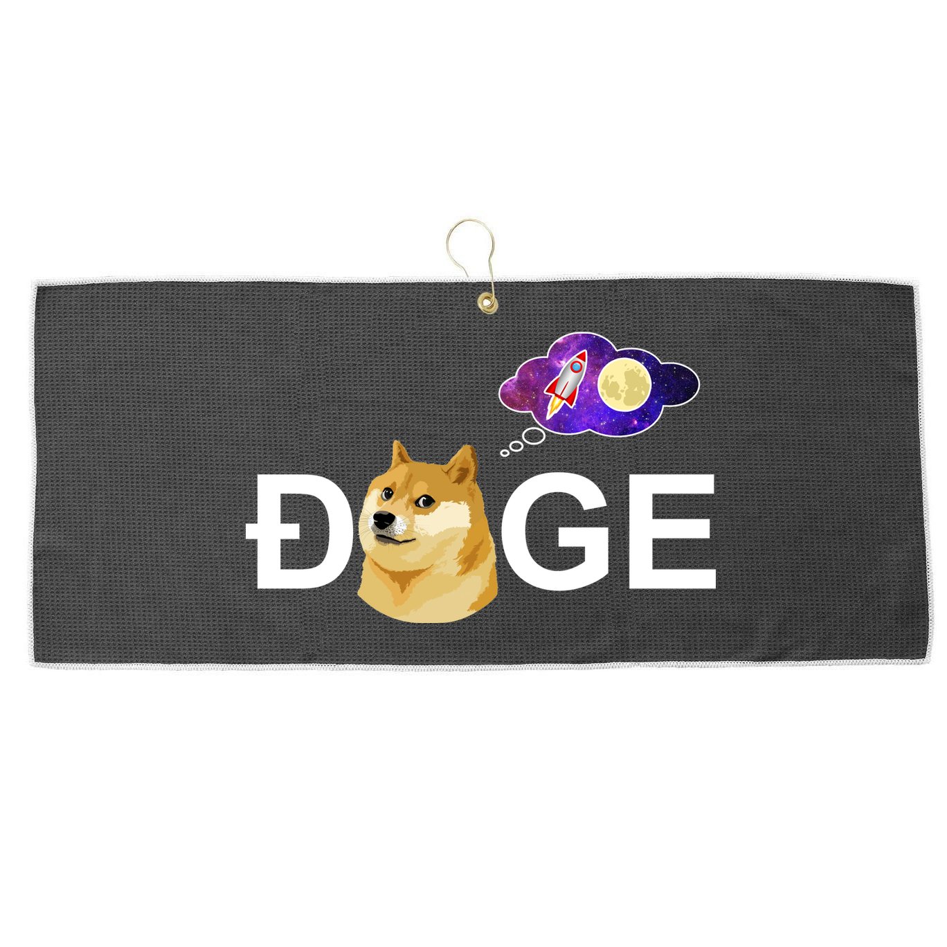 Doge To The Moon Galaxy Cryptocurrency Large Microfiber Waffle Golf Towel