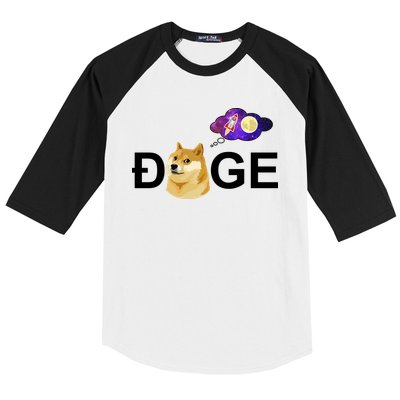 Doge To The Moon Galaxy Cryptocurrency Baseball Sleeve Shirt