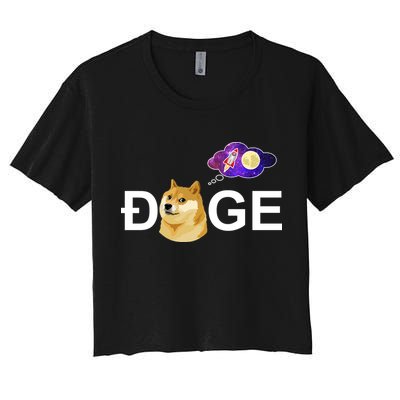 Doge To The Moon Galaxy Cryptocurrency Crop Top