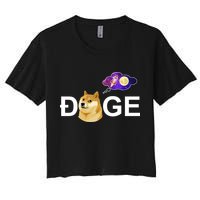Doge To The Moon Galaxy Cryptocurrency Women's Crop Top Tee