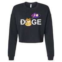 Doge To The Moon Galaxy Cryptocurrency Cropped Pullover Crew