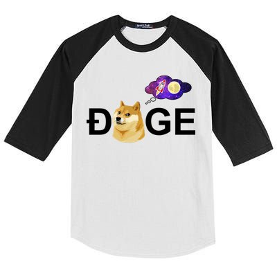 Doge To The Moon Galaxy Cryptocurrency Kids Colorblock Raglan Jersey
